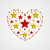Vector clipart: Heart shape of red and golden stars abstract