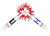Two colliding bullets  | Stock Vector Graphics