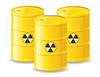 Vector clipart: yellow barrels of radioactive waste