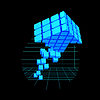 Blockcha in form of cubes in form of an arrow. Bloc