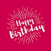 Vector clipart: Happy birthday lettering with sunbursts background