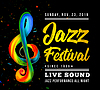 Jazz festival poster template with treble clef and