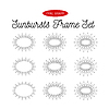 Vector clipart: Sunbursts frame set. Oval shape