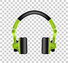 Trendy youth wireless green headphones. Realistic o