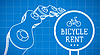 Vector clipart: Bicycle rent sign on blueprint background with