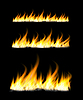 Fiery flames on dark background. Fire bonfire