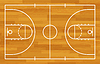 Basketball fireld with markings and wood texture