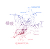 Quarantine concept. cloud of words, tags written