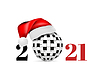 Sphere of crossword grid in santa class hat.