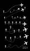 Airplane line path travel line icon set