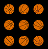 Juego de pelotas de baloncesto con diferente rotación. | Ilustración vectorial
