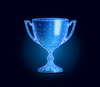 Vector clipart: Award cup with polygonal grid on dark background