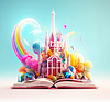 Children`s book fairy tale with bright insert s | Stock Illustration