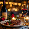Photo 300 DPI: romantic heart meal: valentine`s dinner