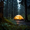 Zelt im Regenwald | Stock Illustration