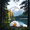 Camping am Bergsee | Stock Illustration