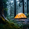 Tent Under Rainy Sky | Stock Illustration