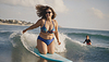 Overweight woman surfer | Stock Foto