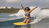 Overweight woman surfer | Stock Foto