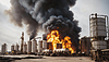 Gran incendio industrial | Foto de stock
