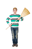 Funny man with mop | Stock Foto
