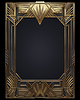 Golden art deco frame with ornament. Retro golden | Stock Illustration
