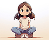 Photo 300 DPI: Girls sitting with happy smile in cartoon style