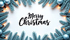 Christmas greeting card with branches and baubles. | Stock Illustration