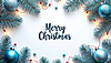 Christmas greeting card with branches and baubles. | Stock Illustration