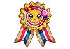 Vector clipart: Award badge with ribbon for child. Playful kids