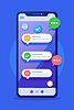 Vector clipart: Phone messaging concept with speech bubbles on
