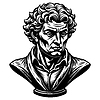 Classic gentleman bust avatar in engraving style.