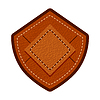 Vector clipart: Leather label with grungy texture and seam. Brown