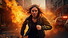 Actionaufnahme mit Frau auf der Flucht. Dynamische Szene in | Stock Illustration