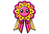 Vector clipart: Award badge with ribbon for child. Playful kids