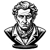 Classic gentleman bust avatar in engraving style.