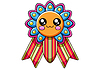 Award badge with ribbon for child. Playful kids