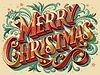 Merry Christmas lettering in vintage style. Grungy
