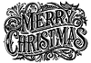 Merry Christmas vintage lettering in retro engravin