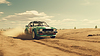 Oldtimer-Rallye-Auto in der Wüste spritzt Dreck hinein | Stock Illustration
