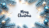 Photo 300 DPI: Christmas greeting card with branches and baubles.