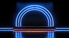 Neonbogen im Blaulichtraum. Abstrakter Hintergrund | Stock Illustration