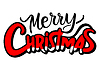 Vector clipart: Merry Christmas lettering, in doodle style.