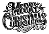 Vector clipart: Merry Christmas vintage lettering in retro engravin