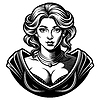 Classic woman bust avatar in engraving style.