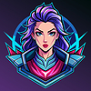 Retrato futurista de guerrera en estilo vibrante | Ilustración vectorial