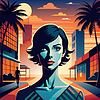 Confident woman avatar with retro hairstyle in