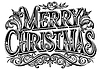 Merry Christmas vintage lettering in retro engravin