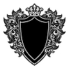 Векторный клипарт: Геральдический щит с королевским растительным орнаментом.