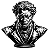 Classic gentleman bust avatar in engraving style.